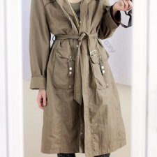 Oliwkowa, długa, militarna parka