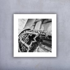 Plakat 50x50 cm FOTO - Samoloty - silnik czarno-biały_04
