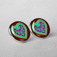 folkowe serca - piękne sztyfty typu Simple - z grafiką