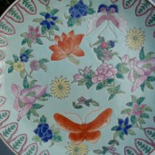Cudo z Japonii duży 26 cm  ręcznie malowany  porcelanowy  sygnowany talerz patera użytkowy  I dekoracyjny