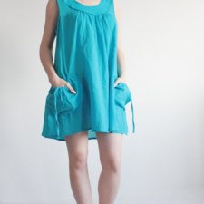 Lazurowa sukienka vintage TEN DESIGN