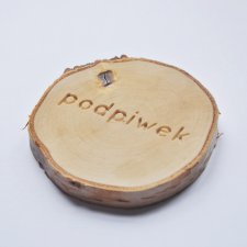 Drewniane podkładki pod piwo z napisem "podpiwek" - 4szt., dla piwosza, plastry brzozowe, z drewna