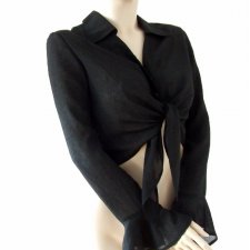 Vittoria Verani czarna wiązana koszula vintage