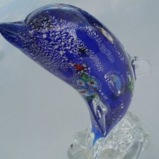 Szklany artystyczny design  cudo  Fantazja dekoracja oryginalny  delfin