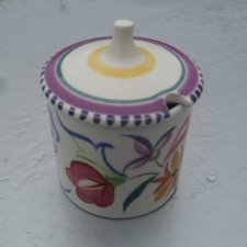 poole England ceramiczny radosny ręcznie malowany pojemnik - cukiernica