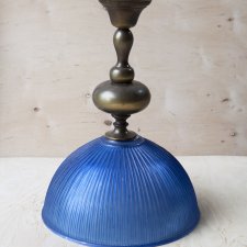 Niebieska lampa/ mosiądz / szkło / lata 30-te
