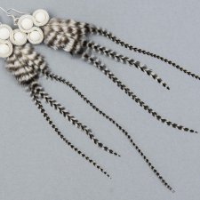 Kolczyki extra długie piórka grizzly sutasz etno boho hippie