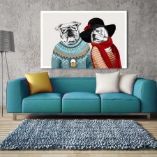 OBRAZ NA PŁÓTNIE 120x80cm LOVE buldog 02-75
