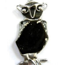 Naszyjnik: Sowa z czarnym krzemieniem