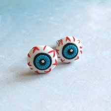 Zielone Kolczyki Niebieskie Oczy na Halloween