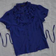 Debenhams 40 elegancka kobaltowa bluzka z żabotem