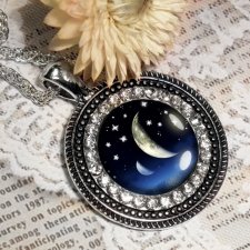 moon - naszyjnik duży medalion z cyrkoniami