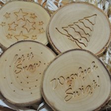 Zestaw drewnianych podkładek świątecznych, 4szt. komplet plastry drewna