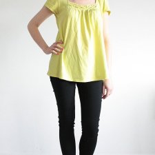 bawełniana bluzka vintage Limonkowa fantazyjna