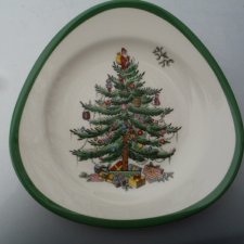 Spode christmas tree s 3324 k  rzadko spotykany niewielki półmisek paterka rarytas w miękko trójkątnej formie