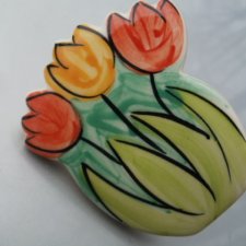Oryginalny ceramiczny ręcznie malowany uchwyt do drzwiczek nowy