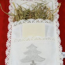 Poduszeczka na sianko i opłatek CHOINKA srebrna