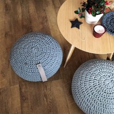 Pufa Scandi Style dzianinowa pufa, szara pufa do zabaw,, krzesło, podnóżek, szydełkowa pufa, handmade, sznurek bawełniany