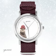 Zegarek, bransoletka - Wydra - bordowy