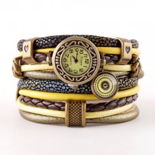 Zegarek- bransoletka retro, żółto- brązowy