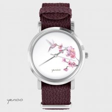 Zegarek, bransoletka - Koliber - bordowy