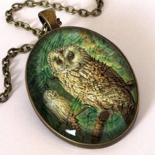 Sowa - owalny medalion z łańcuszkiem - Egginegg