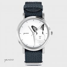 Zegarek, bransoletka - Królik - grafitowy