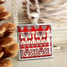 świąteczny - naszyjnik wisiorek z łańcuszkiem na prezent gwiazdkowy