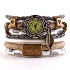 Zegarek- bransoletka z zawieszką z listkiem