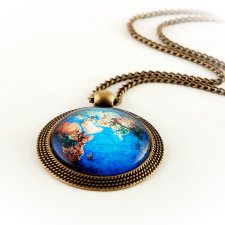 Naszyjnik Globus Niebieski, 25 mm