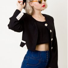 Wyprzedaż krótki czarno - biały żakiet vintage