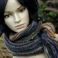 musztarda w szarościach/ szal z alpaką