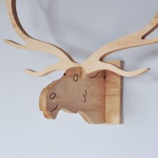 Drewniany łoś, drewniany jeleń, z litego drewna na ścianę, oryginalna dekoracja na ścianę, boho, wiejska, rustykalna