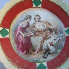 1930 rococo style Francois boucher / 1703 - 1770/  ackermann & Fritz kolekcjonerski wartościowy talerzyk porcelanowy