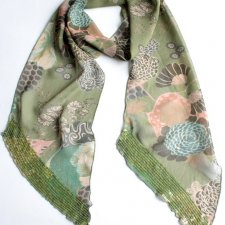 Szal vintage piękne detale wąski