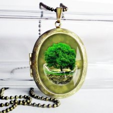 SIŁA NATURY -Piękny naszyjnik medalion duży sekretnik otwierany unikatowy