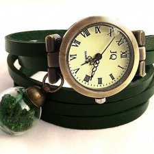 Skórzany zegarek z prawdziwym mchem - Egginegg