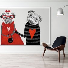 OBRAZ NA PŁÓTNIE 120x80cm LOVE MOPS