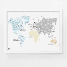 PASTELOWA MAPA w wersji dla chłopca, plakat z mapą świata