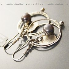 SREBRO, kolczyki , czarne perły