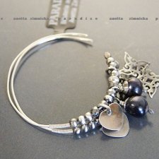 SREBRO, kolczyki -  naturalne czarne perły