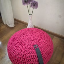 Pufa Scandi Style dzianinowa pufa, szara pufa do zabaw,, krzesło, podnóżek, szydełkowa pufa, handmade, sznurek bawełniany