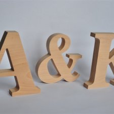 Drewniane inicjały, litery z drewna, 20cm, grubość 3cm