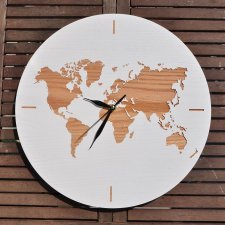 Drewniany zegar "world" mapa świata, 40cm