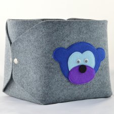 Pudełko na zabawki- Niebieska Małpka na Szarym