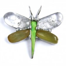 Wisior: motyl seledynowo-kryształowa