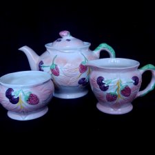 CUDEŃKO !!! ❀ڿڰۣ❀ Garnitur do herbaty ❀ڿڰۣ❀ MAJOLIKA ❀ڿڰۣ❀ Ręcznie malowany, sygnowany #2