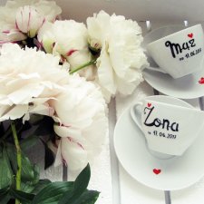 Komplet filiżanek 240 ml mąż i żona z datą