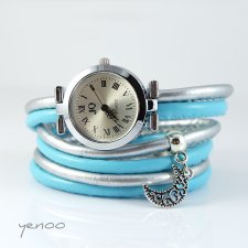 Zegarek, bransoletka - Niebieski, srebrny - Księżyc