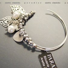 SREBRO, kolczyki -  naturalne perły ecru